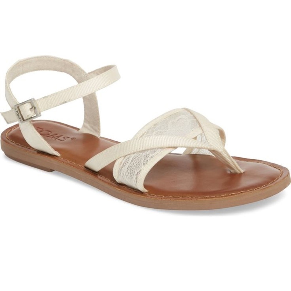 TOMS Lexie Ivory Lace Grosgrain in “Ivory”